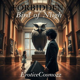 A captivating book cover featuring the title 'Forbidden Bird of Night' prominently displayed at the top in sophisticated and stylish typography