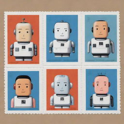 Create three individual portraits of obese, mixed-race robot girls, drawn in the distinct illustration style of Chris Ware