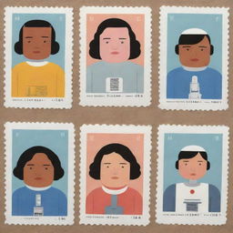 Create three individual portraits of obese, mixed-race robot girls, drawn in the distinct illustration style of Chris Ware