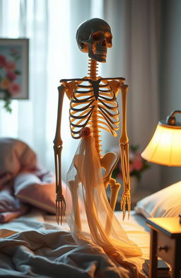 A poetic representation of love symbolized through the imagery of a hospital and a skeleton