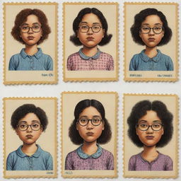 Generate three individual portraits of obese, mixed-race robot girls, exemplifying the drawing style of Robert Crumb