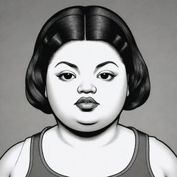 Create three individual portraits of obese, mixed-race robot girls, drawn with distinct lines in the noir style of Charles Burns