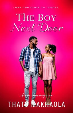 A romantic book cover design featuring a guy and a girl holding hands, set against a vibrant background of red and pink hues