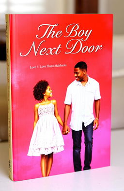 A romantic book cover design featuring a guy and a girl holding hands, set against a vibrant background of red and pink hues