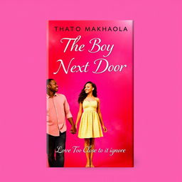 A romantic book cover design featuring a guy and a girl holding hands, set against a vibrant background of red and pink hues