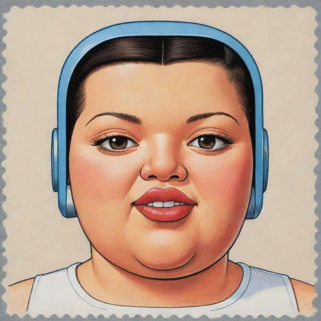 Create three individual portraits of obese, mixed-race robot girls, drawn in the art style of Daniel Clowes