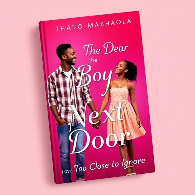 A romantic book cover design featuring a guy and a girl holding hands, set against a vibrant background of red and pink hues