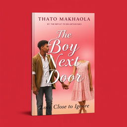 A romantic book cover design featuring a guy and a girl holding hands, set against a softened background of muted red and pink hues