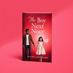 A romantic book cover design featuring a guy and a girl holding hands, set against a softened background of muted red and pink hues