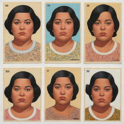 Create three individual portraits of fat, mixed-race girls from the desert, drawn in the style of Daniel Clowes