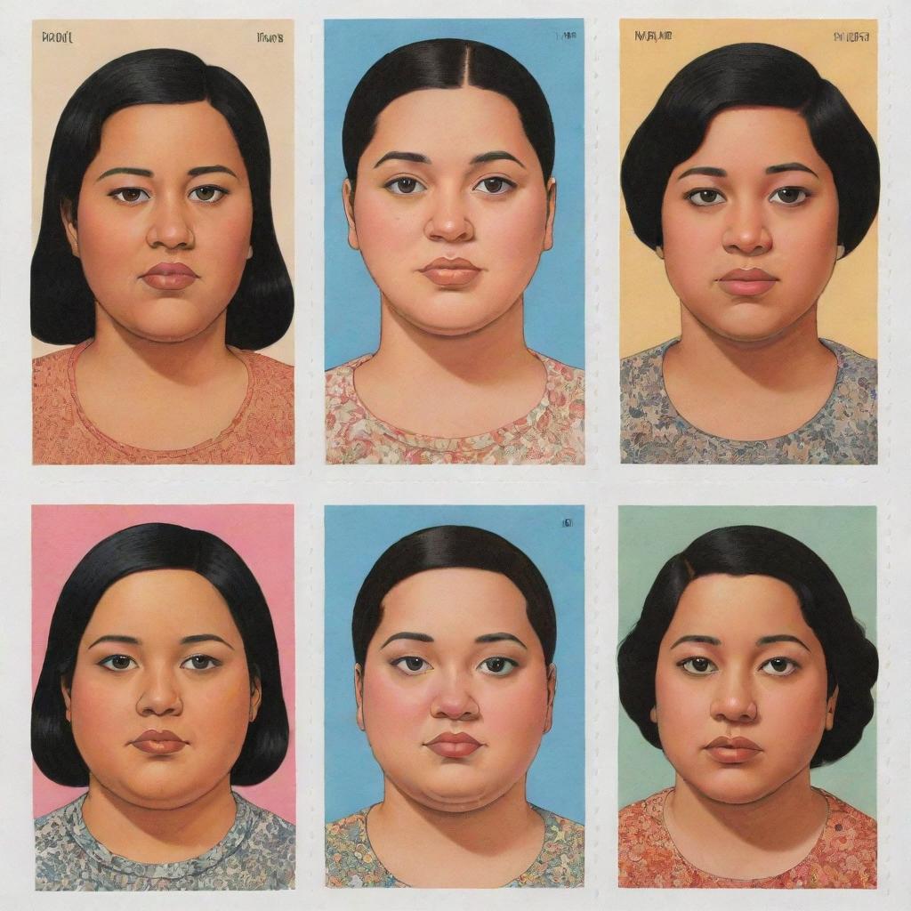 Create three individual portraits of fat, mixed-race girls from the desert, drawn in the style of Daniel Clowes