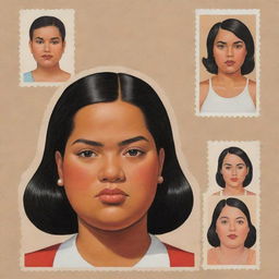 Create three individual portraits of fat, mixed-race girls from the desert, drawn in the style of Daniel Clowes