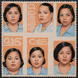 Create three individual portraits of fat, mixed-race cyborg girls, drawn in the unique style of Daniel Clowes