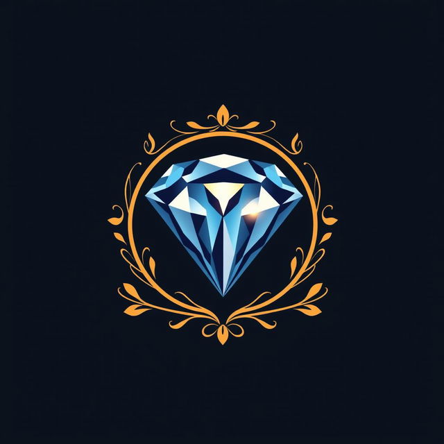 A refined and elegant logo for a jewelry store, featuring a beautifully crafted icon of a sparkling gemstone, such as a diamond or sapphire, set within an ornate circle