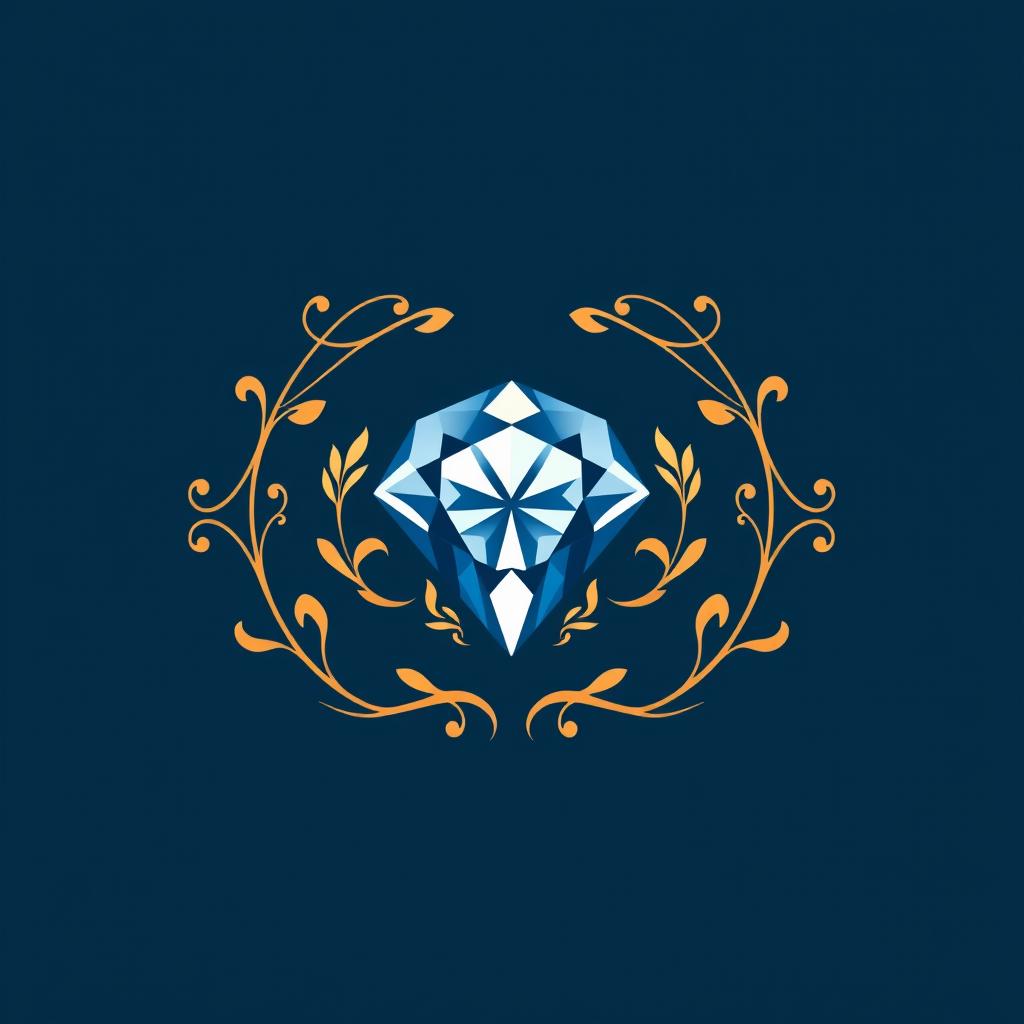 A refined and elegant logo for a jewelry store, featuring a beautifully crafted icon of a sparkling gemstone, such as a diamond or sapphire, set within an ornate circle