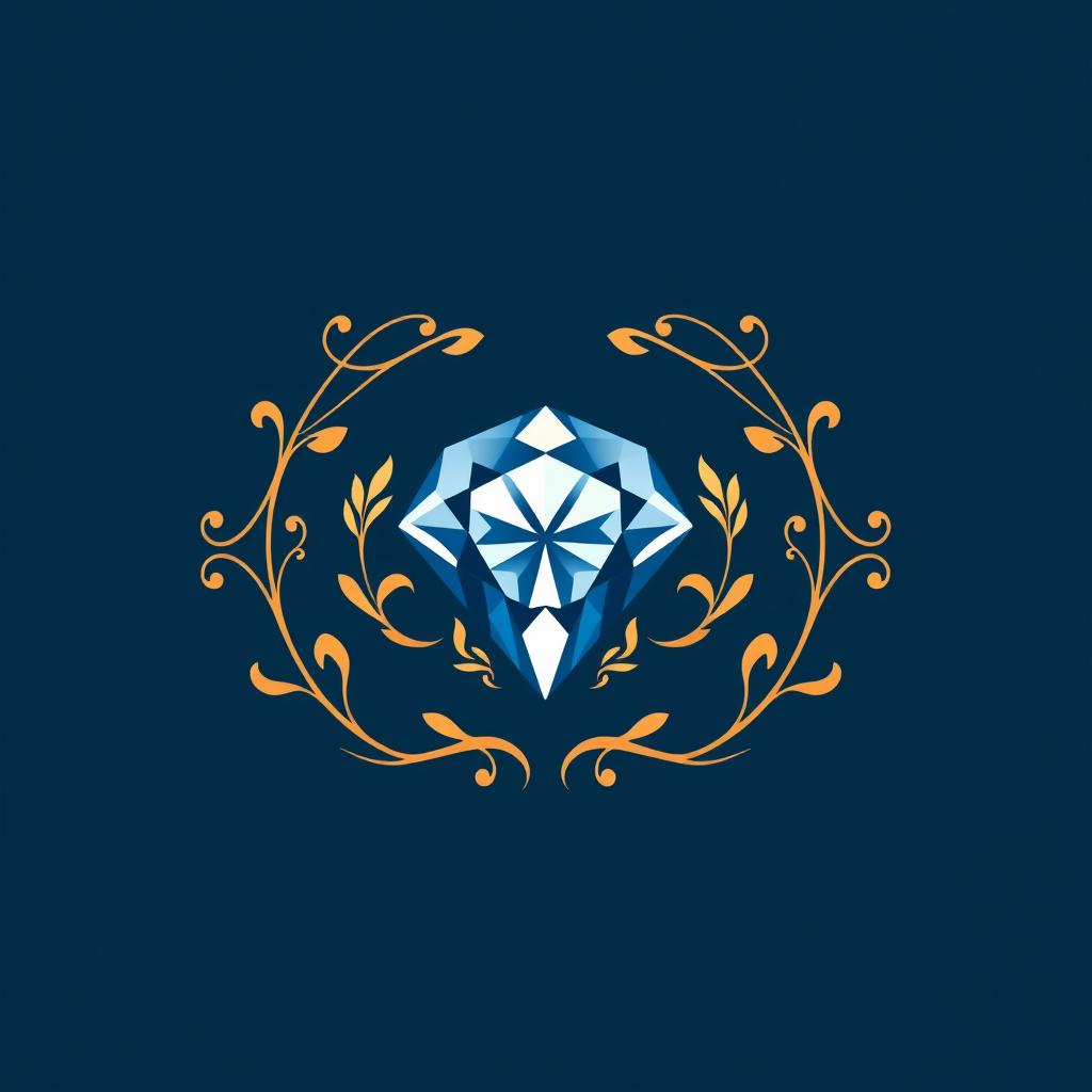 A refined and elegant logo for a jewelry store, featuring a beautifully crafted icon of a sparkling gemstone, such as a diamond or sapphire, set within an ornate circle