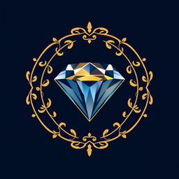 A refined and elegant logo for a jewelry store, featuring a beautifully crafted icon of a sparkling gemstone, such as a diamond or sapphire, set within an ornate circle