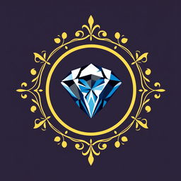 A refined and elegant logo for a jewelry store, featuring a beautifully crafted icon of a sparkling gemstone, such as a diamond or sapphire, set within an ornate circle