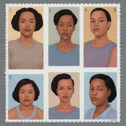 Generate three individual portraits of fat, mixed-race cyborg girls, in the distinct illustration style of Chris Ware