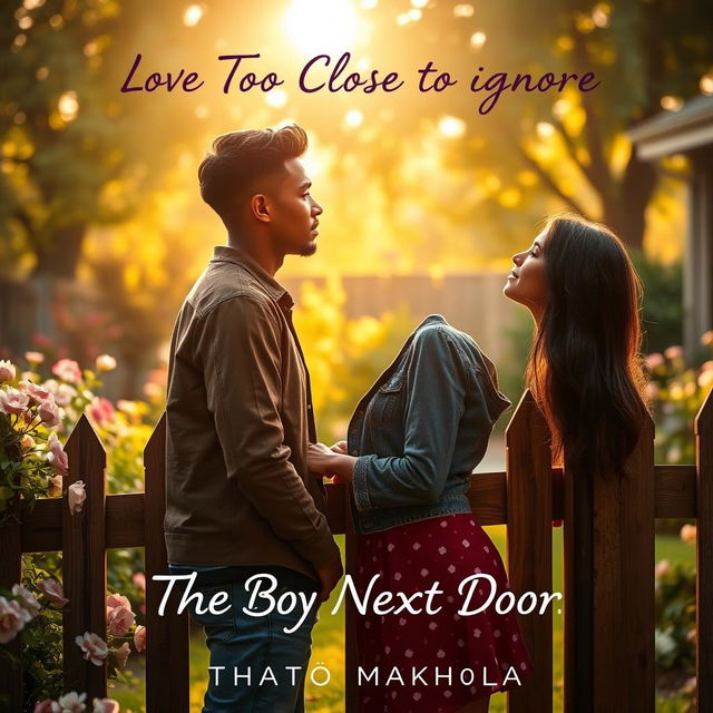 A romantic scene that embodies the essence of the book 'The Boy Next Door' by Tható Makhaola