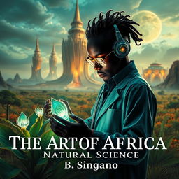 A captivating science fiction book cover for 'The Art of Africa Natural Science' by author B