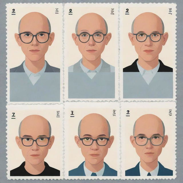 Generate three individual illustrated portraits of cyborgs in the distinct style of Chris Ware