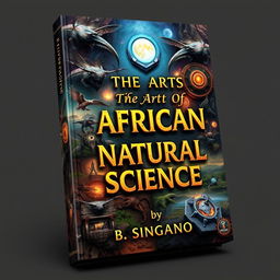 A visually captivating 3D cover for a science fiction narrative book titled 'The Art of African Natural Science' by author B