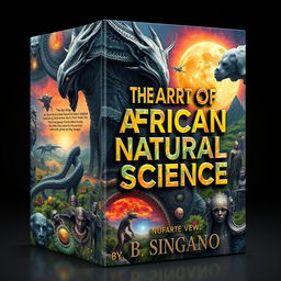 A visually captivating 3D cover for a science fiction narrative book titled 'The Art of African Natural Science' by author B