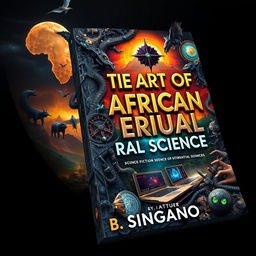 A visually captivating 3D cover for a science fiction narrative book titled 'The Art of African Natural Science' by author B
