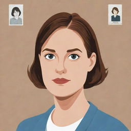 Generate three individual illustrated portraits of girls, capturing the distinct style of Chris Ware