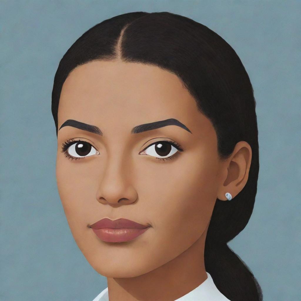 Generate three individual illustrated portraits of mixed-race bionic girls, in the distinct style of Chris Ware