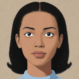 Generate three individual illustrated portraits of mixed-race bionic girls, in the distinct style of Chris Ware