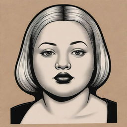 Create three individual illustrated portraits of blonde, obese, mixed-race robot girls, drawn in the noir style characteristic of Charles Burns