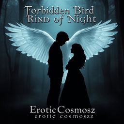 A mystical dark fantasy and romance book cover set in an enchanting forest