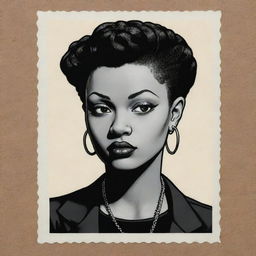 Create three individual illustrated, colored portraits of black punk girls, in the distinctive noir style of Charles Burns