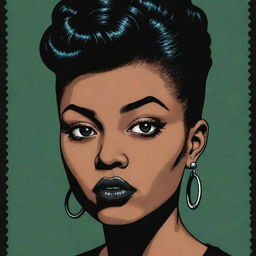 Create three individual illustrated, colored portraits of black punk girls, in the distinctive noir style of Charles Burns