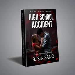 A 3D book cover design for a toxic romance novel titled 'High School Accident' by B