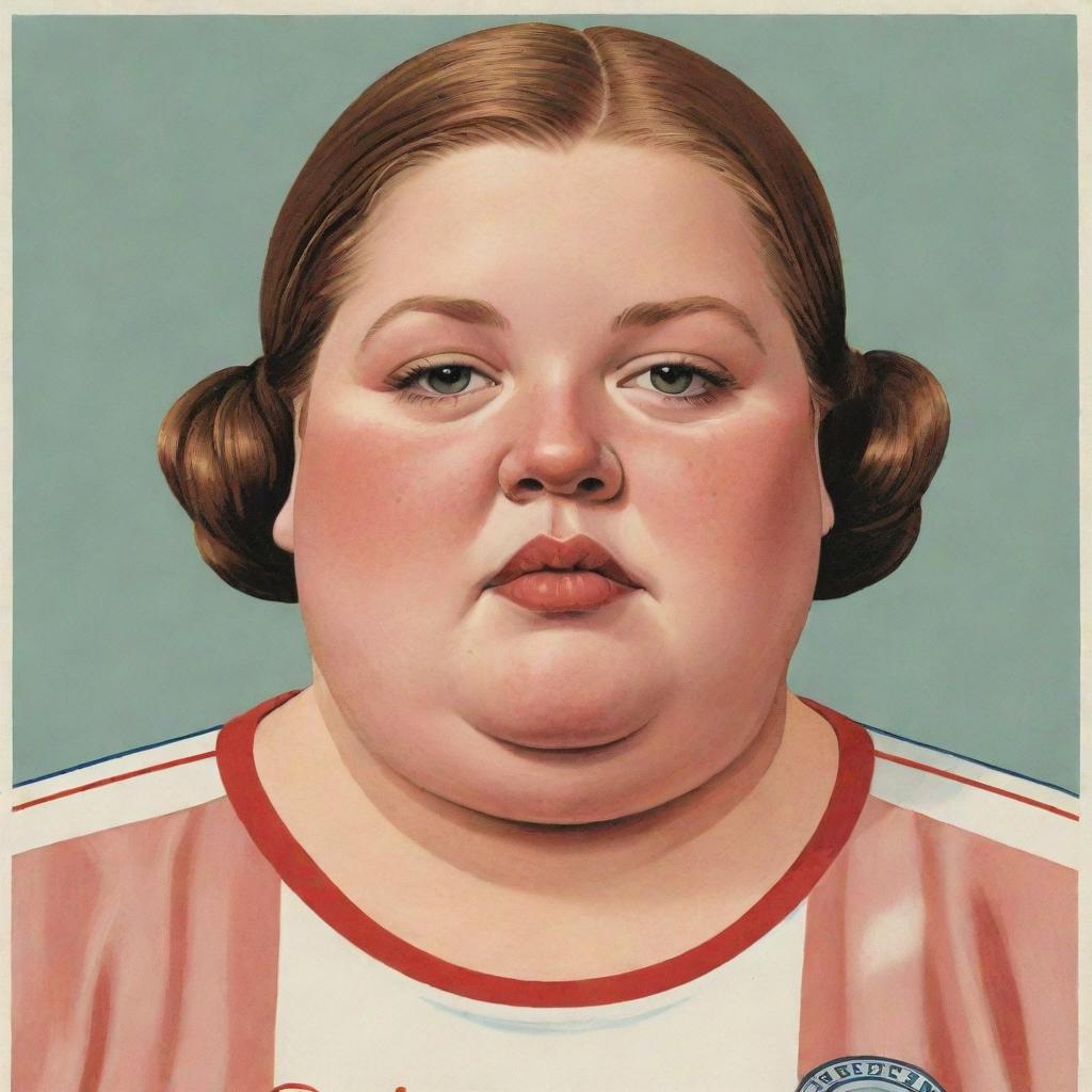 Create three individual illustrated portraits of obese girls as soccer players, drawn in the unique style of Daniel Clowes