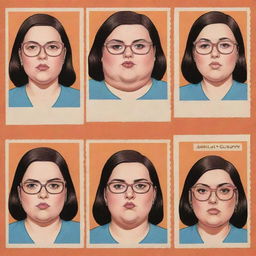 Generate three individual portraits of fat DJ girls, drawn in the unique style of Daniel Clowes