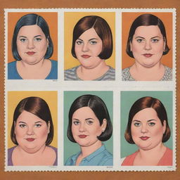 Generate three individual portraits of fat DJ girls, drawn in the unique style of Daniel Clowes