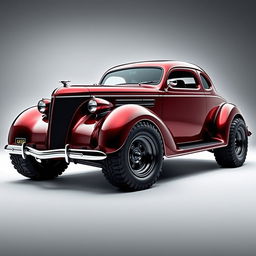 A stunning, exotic supercar that creatively fuses the classic lines of a 1936 Chevrolet Coupe with the aggressive stance of a widebody design