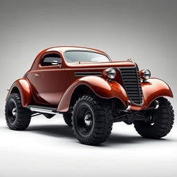 A stunning, exotic supercar that creatively fuses the classic lines of a 1936 Chevrolet Coupe with the aggressive stance of a widebody design