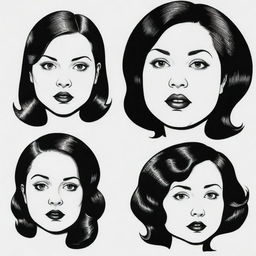 Generate three individual portraits of fat disc jockey girls, drawn in the distinct noir style of Charles Burns