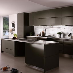 A parallel kitchen design furnished with modern modular fittings, reflecting elegance and functionality.