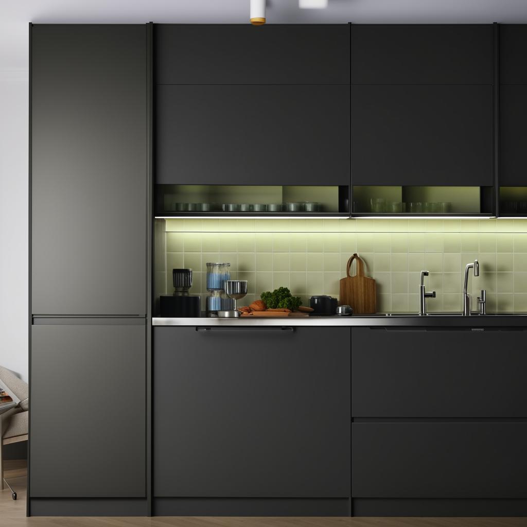 A parallel kitchen design furnished with modern modular fittings, reflecting elegance and functionality.