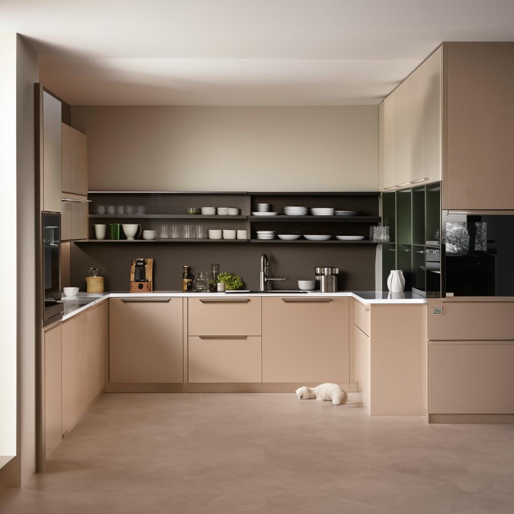 A parallel kitchen design furnished with modern modular fittings, reflecting elegance and functionality.