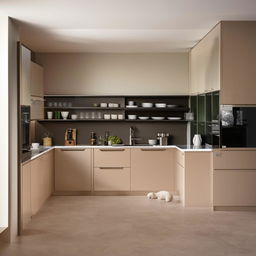 A parallel kitchen design furnished with modern modular fittings, reflecting elegance and functionality.