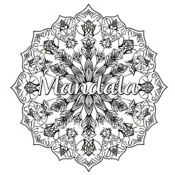 An artistic cover design for a 'Floral Mandala Coloring Book for Adults', showcasing a mesmerizing collection of intricate mandala patterns intertwined with delicate floral designs