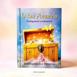 A vibrant and intriguing book cover for 'O Baú Amarelo - Desbloqueando a Memória'