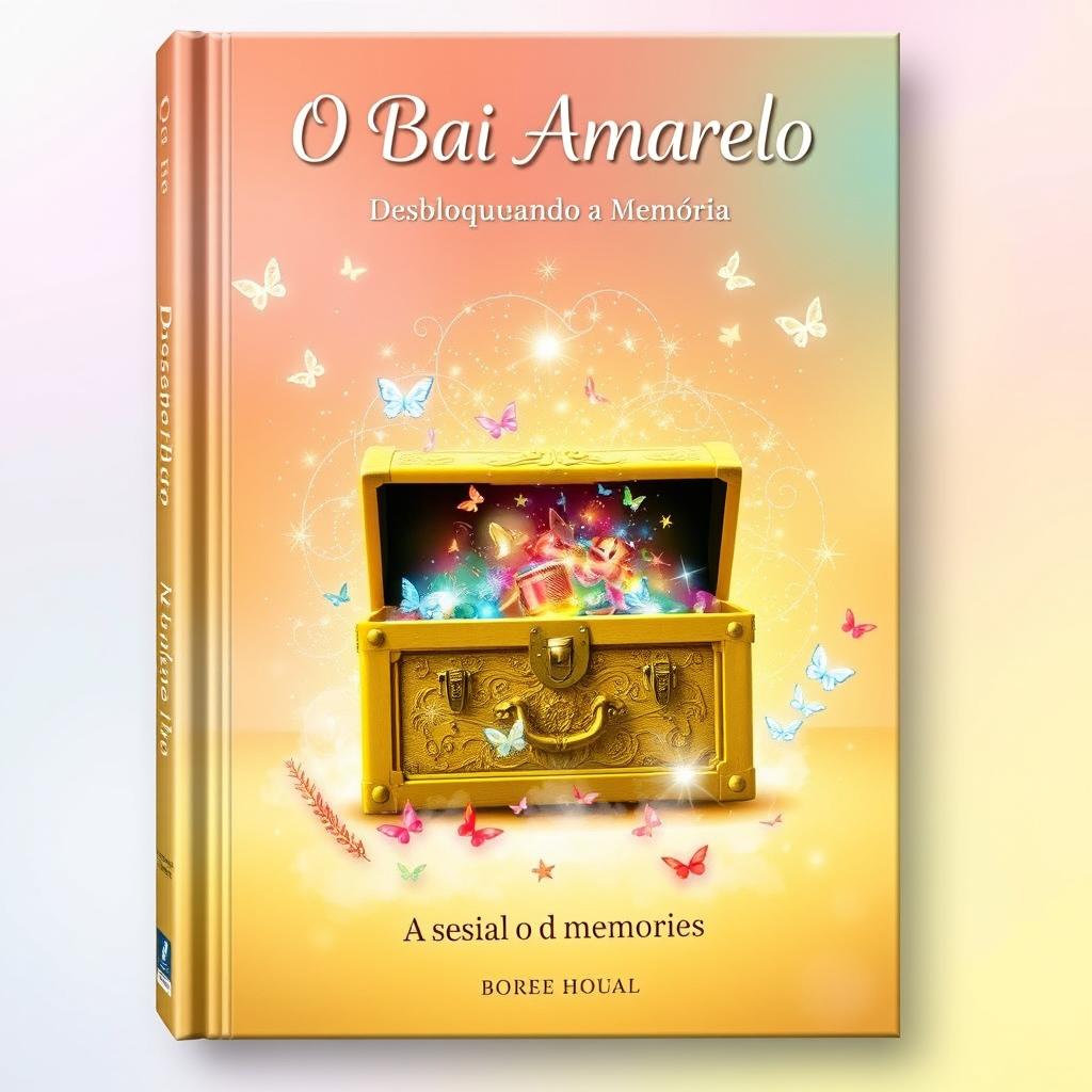 A vibrant and intriguing book cover for 'O Baú Amarelo - Desbloqueando a Memória'